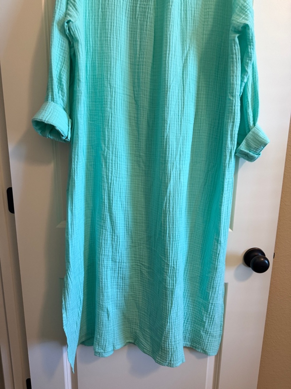 Dear Scarlett Relaxed Button-Front Maxi Dress in Aqua - Picture 12 of 12